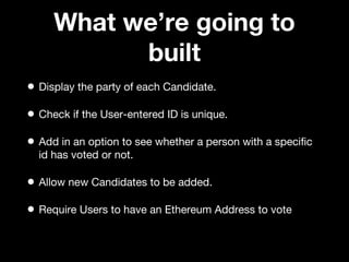 Decentralised ethereum blockchain voting application | PPT