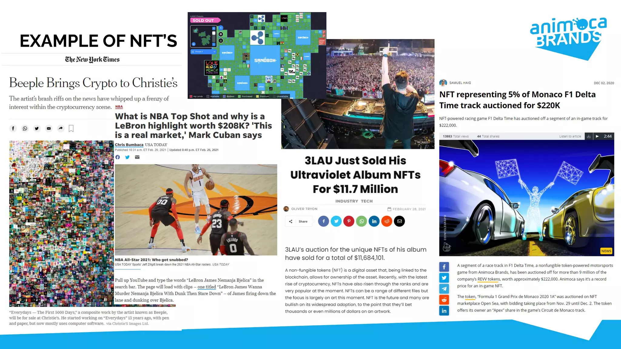 EXAMPLE OF NFT’S
 