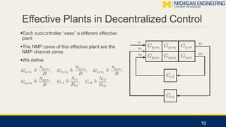 Effective Plants in Decentralized Control
Each subcontroller “sees” a different effective
plant
The NMP zeros of this ef...