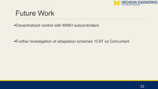 Future Work
Decentralized control with MIMO subcontrollers
Further investigation of adaptation schemes 1CAT vs Concurren...