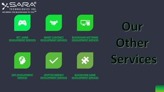 NFT GAME
DEVELOPMENT SERVICES
SMART CONTRACT
DEVELOPMENT SERVICES
BLOCKCHAIN SOFTWARE
DEVELOPMENT SERVICES
DEFI DEVELOPMENT
SERVICES
CRYPTOCURRENCY
DEVELOPMENT SERVICES
BLOCKCHAIN GAME
DEVELOPMENT SERVICES