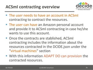 ACSmI contracting overview
 The user needs to have an account in ACSmI
contracting to contract the resources.
 The user ...