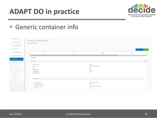 ADAPT DO in practice
GA 731533 (c) DECIDE Consortium 99
 Generic container info
 
