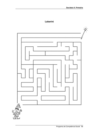 'HFLGHL[ ,, 3ULPjULD


     Un cop acabada aquesta activitat i autoavaluada, els pots donar una altra
     feina per tal que la pensin tot parlant en veu baixa, en un murmuri.
     Aquesta feina consisteix que pensin i anotin en un paper, murmurant, una
     de les següents possibilitats (la que tu triïs):
     •   cinc coses que t’emportaries en una excursió,
     •   les cinc coses més importants d’un cotxe,
     •   les cinc coses més importants d’una cuina,
     •   de quines cinc coses podries fer un entrepà,
     •   dues maneres diferents de resoldre el problema d’haver trencat, d’un
         cop de pilota, el vidre d’un veí.
     Els deixes uns minuts per tal que ho pensin tot murmurant i ho escriguin.
     Després, preguntes a un grup què ha escrit, i demanes a la resta de la
     classe que romanguin en silenci mentre el grup parla.




 Programa de Competència Social
 