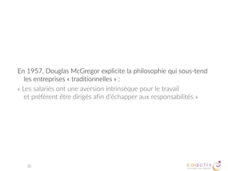 ATELIERS "DÉCIDER PLUS EFFICACEMENT"
20
Prise de décision  
en cercle de consentement
prendre	la	décision	sur	la	proposition	
pour	le	déjeuner	de	demain
Présentation individuelle
Qui	suis-je	?	
Que	fais-je	?	
Comment	déjeune-je	?
Élection sans candidat
Qui	organise	le	déjeuner	de	demain	?
Proposition d’organisation
de déjeuner
"on	va	déjeuner	au	japonais	 
du	coin	 
à	12h30"
Décision collective à prendre par Decider
on	se	retrouve	à	quelle	heure	?	
on	dine	à	la	fin	ou	au	milieu	de	l’atelier	?	
on	va	prendre	un	café	à	la	cafétaria	ou	au	2ème	?
 