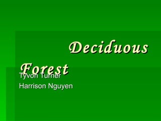 Deciduous Forest   Tyvon Turner Harrison Nguyen  