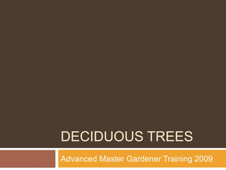 Deciduous trees Advanced Master Gardener Training 2009 
