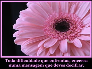 Toda dificuldade que enfrentas, encerra numa mensagem que deves decifrar. 