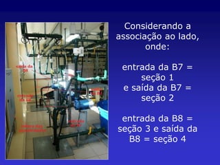 Considerando a
associação ao lado,
       onde:

 entrada da B7 =
     seção 1
 e saída da B7 =
     seção 2

 entrada da B8 =
seção 3 e saída da
  B8 = seção 4
 