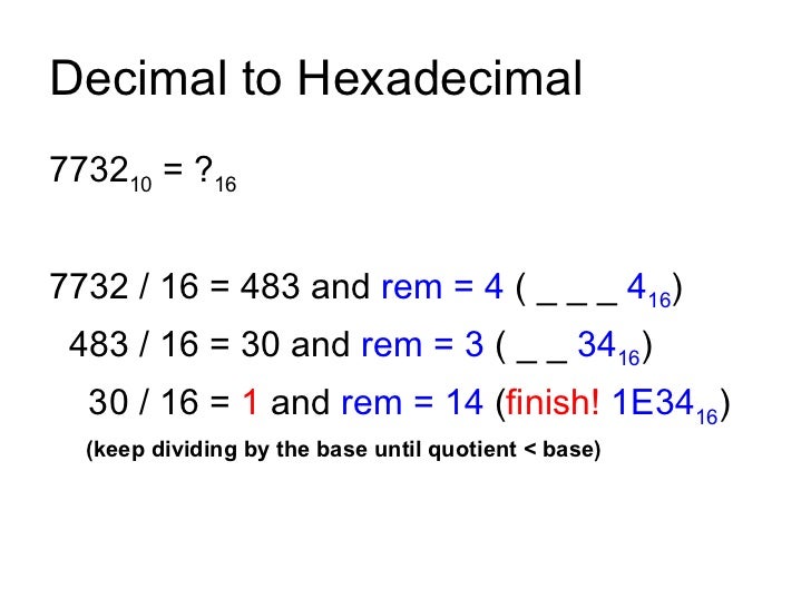 Decimal to-hexadecimal