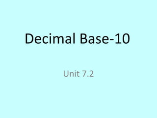 Decimal Base-10
Unit 7.2

 