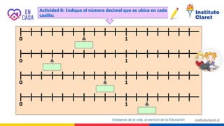 Actividad 8: Indique el número decimal que se ubica en cada
casilla:
 