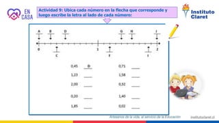 Actividad 9: Ubica cada número en la flecha que corresponde y
luego escribe la letra al lado de cada número:
 