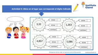 Actividad 4: Ubica en el lugar que corresponde el dígito indicado
 
