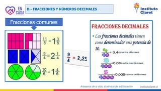 Fracciones comunes
D.- FRACCIONES Y NÚMEROS DECIMALES
 