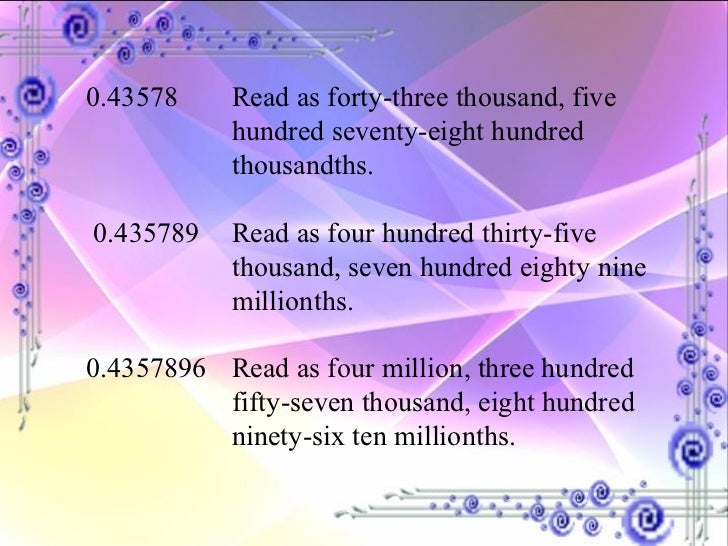 Decimal Numbers Part 1 Decimal Numbers Part 1