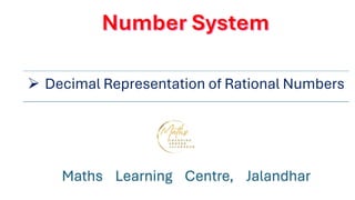 Decimal Representation of rational numbers