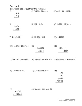 FS Maths Level 2- March 08, 2023 (Decimals).4 | PDF