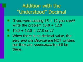 Decimals Add Subtract