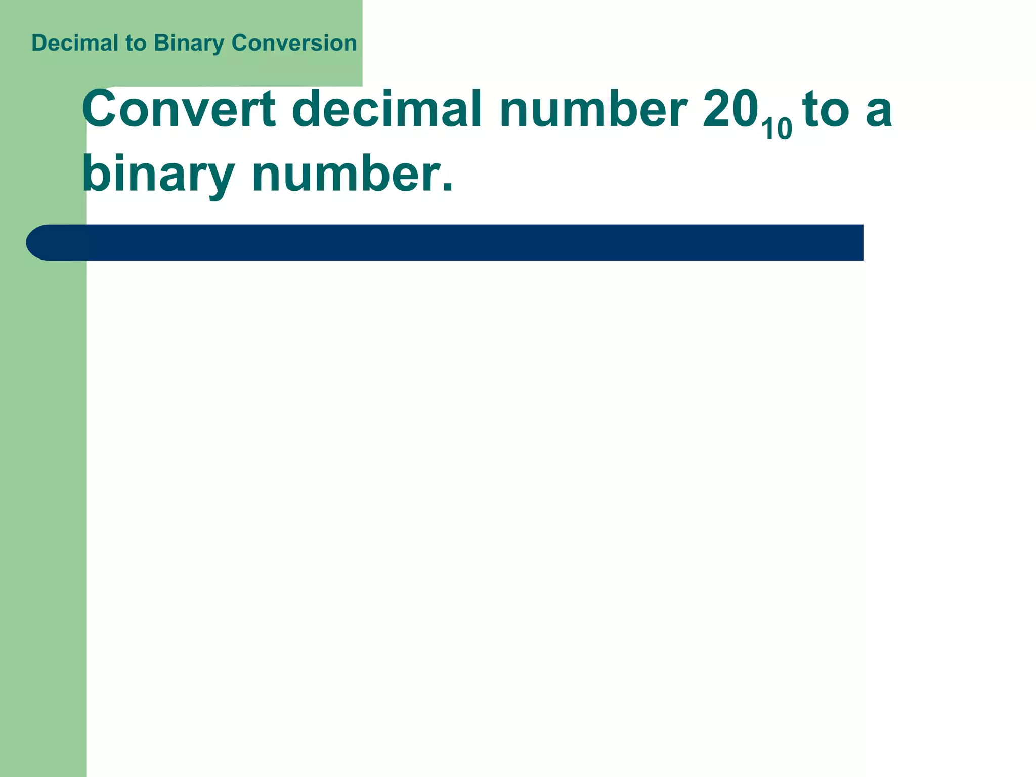 Decimal to binary number | PPT