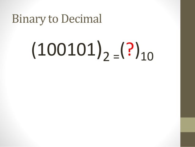 Decimal vs binary