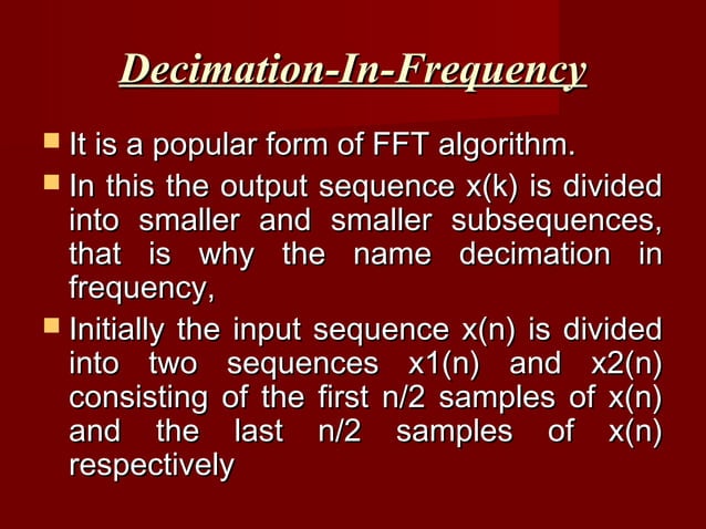 Decimation in time and frequency | PPT
