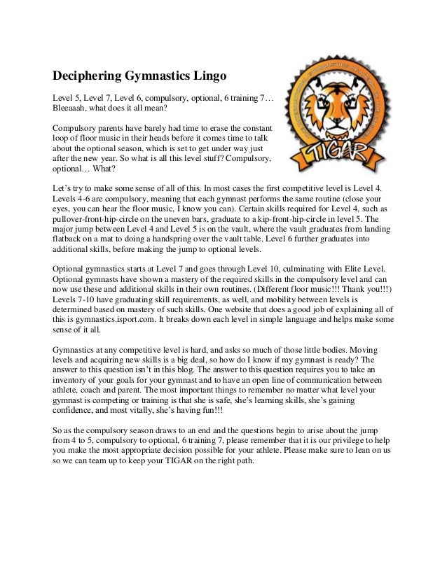 Deciphering Gymnastics Lingo Tigar Gymnastics