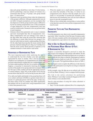 Deciphering the dilemma of parametric and nonparametric tests | PDF