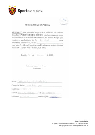 Comissão Eleitoral do Sport nega pedido de impugnação da chapa de Yuri Romão