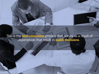 This is the non-conscious process that occurs as a result of
experiences that result in quick decisions.