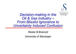 Decision making in the oil and gas industry | PDF