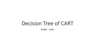 Decision Tree of CART
Dinda、Isaac
 