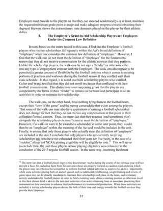 17
Employer must provide to the players so that they can succeed academically (or at least, maintain
the required minimum ...