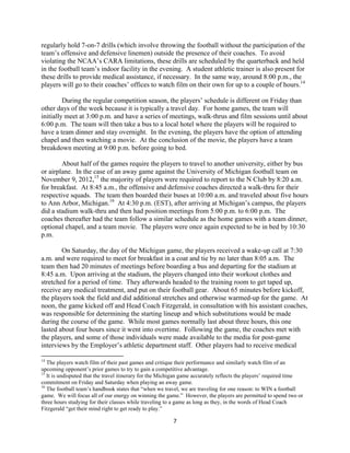 7
regularly hold 7-on-7 drills (which involve throwing the football without the participation of the
team’s offensive and ...
