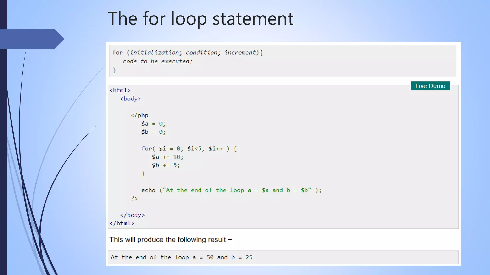 Decision and looping examples with php (WT) | PPTX