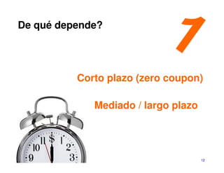 De qué depende?




          Corto plazo (zero coupon)

             Mediado / largo plazo




                                     12
 