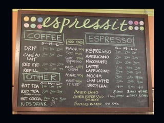 Now, you have to decide what type of coffee,
what size, what special flavors you want to
add. It’s a decision matrix.
 