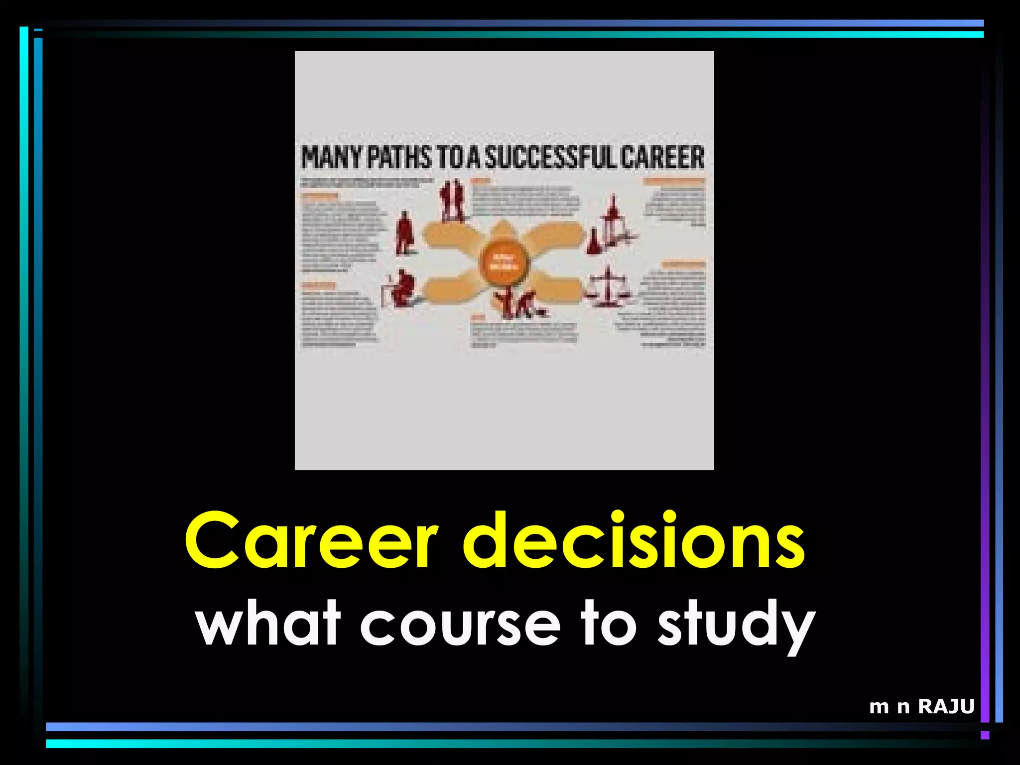m n RAJU
Career decisions
what course to study
 