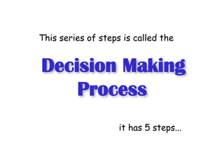 Decision Making
Process
This series of steps is called the
it has 5 steps...
 