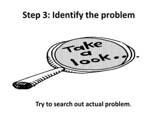 Step 3: Identify the problem
Try to search out actual problem.
 