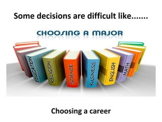 Some decisions are difficult like.......




           Choosing a career
 