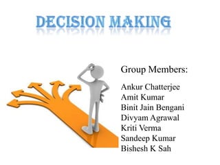 Group Members:
Ankur Chatterjee
Amit Kumar
Binit Jain Bengani
Divyam Agrawal
Kriti Verma
Sandeep Kumar
Bishesh K Sah
 