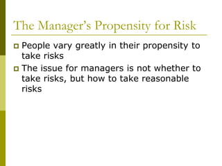 Reasonable Risk Management Decision making | PPTX
