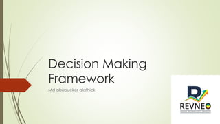 Decision Making
Framework
Md abubucker alathick
 