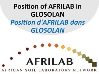 Position of AFRILAB in
GLOSOLAN
Position d'AFRILAB dans
GLOSOLAN
 