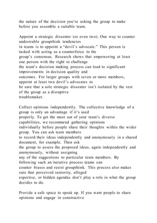 DECISION MAKING7 Strategies for BetterGroup Decision-Mak | DOCX - Resisting Groupthink In Decision Making As A Student