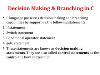 Decision making and branching | PPT