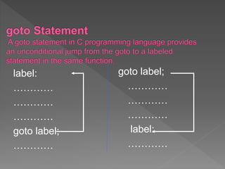 label:
…………
…………
…………
goto label;
…………
goto label;
…………
…………
…………
label:
…………
 