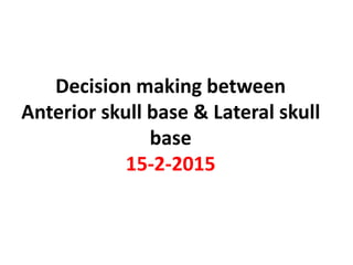 Skull base for FESS surgeons
26-4- 2016
8.40 am
 