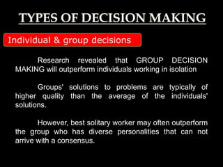 Decision making by individual and group | PPT